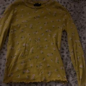Yellow forever 21 flower shirt